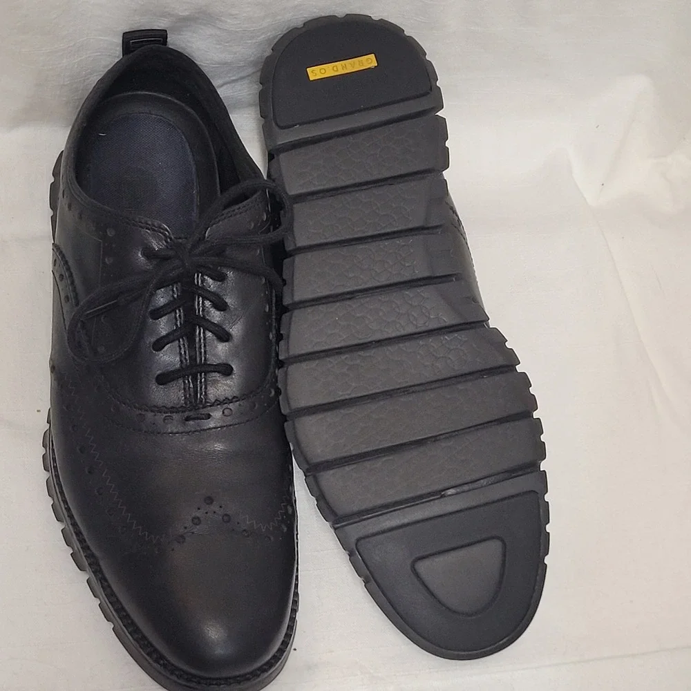 Cole Haan Zerogrand Mens 10M Black Leather Wingtip Oxford Shoes C23738  Casual